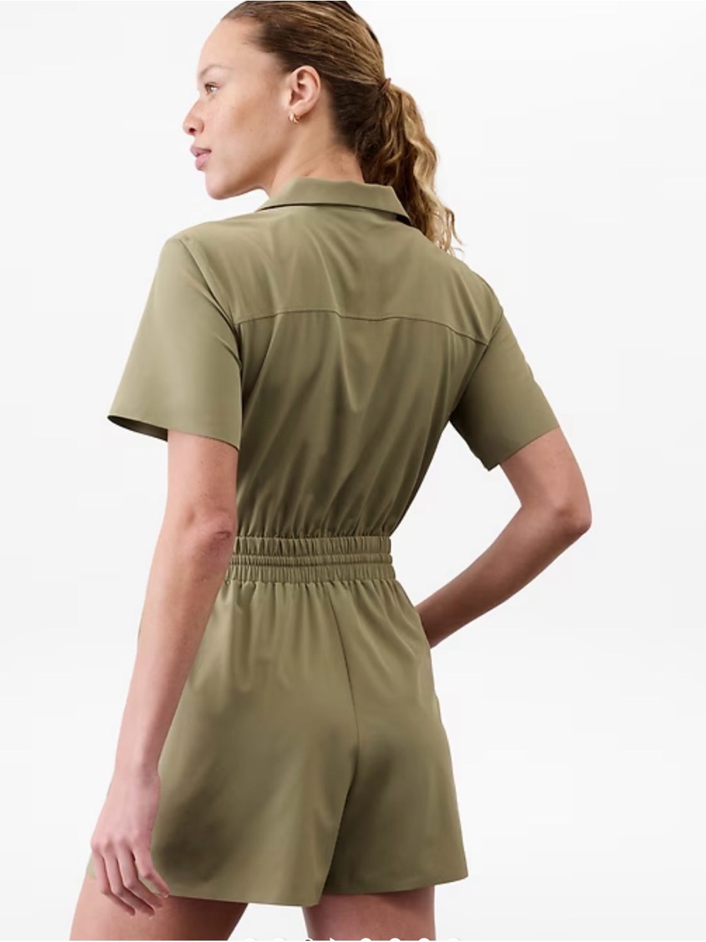 Athleta Avenue Olive Branch Short Sleeve Romper